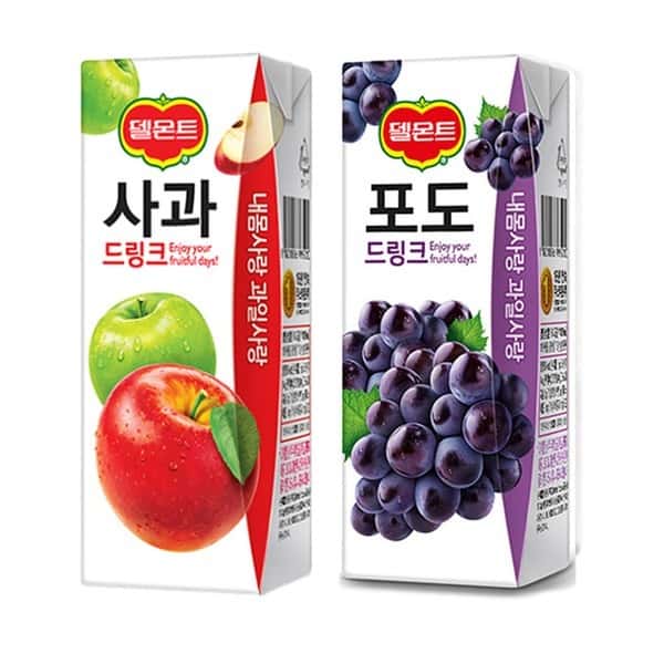델몬트 쥬스 사과 + 포도 드링크팩 190ml 각24팩(총48팩)/과즙주스/주스/음료/과채음료