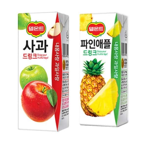 델몬트 사과 + 파인애플 드링크팩 190ml 각24팩(총48팩)/과즙주스/주스/음료/과채음료