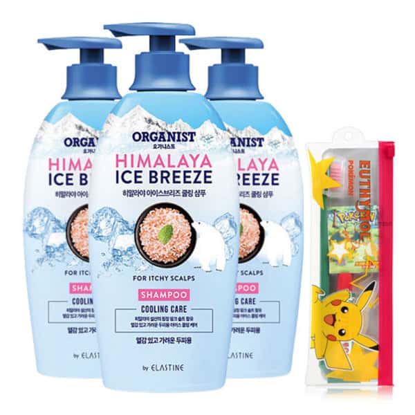 오가니스트 히말라야 쿨링 샴푸 750ml 3개+유시몰 여행용세트