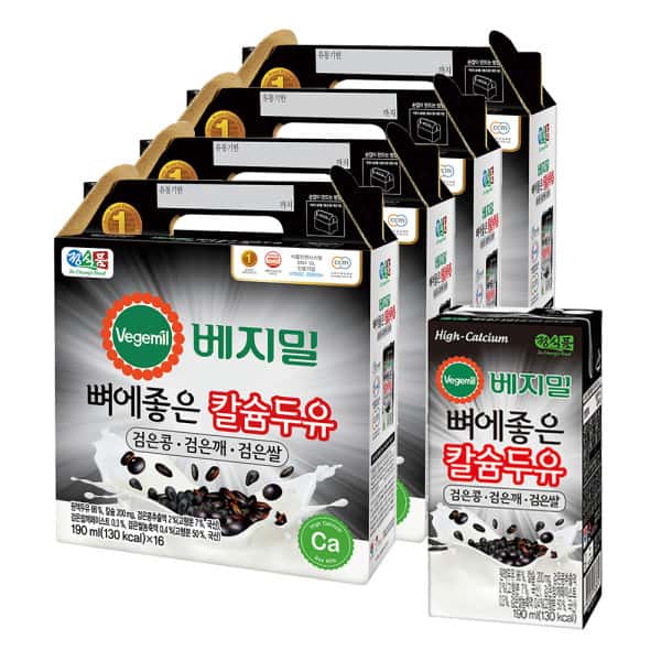 베지밀 뼈에좋은 칼슘 검은콩깨쌀 190ml 16팩 x4박스