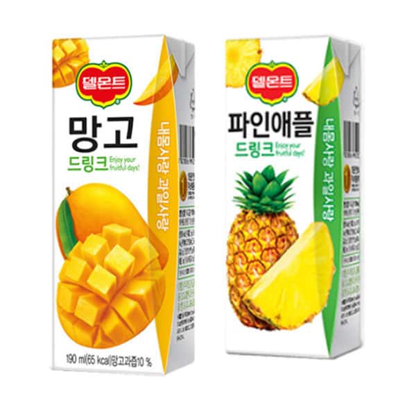 델몬트 파인애플 + 망고 드링크팩 190ml 각24팩(총48팩)/과즙주스/주스/음료/과채음료