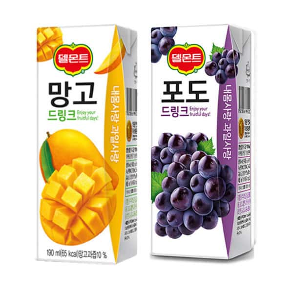 델몬트 포도 + 망고 드링크팩 190ml 각24팩(총48팩)/과즙주스/주스/음료/과채음료