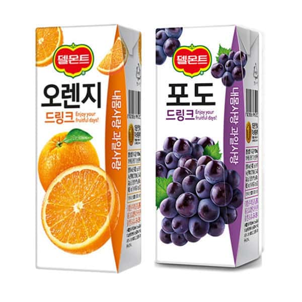 델몬트 오렌지 + 포도 드링크팩 190ml 각24팩(총48팩)/과즙주스/주스/음료/과채음료