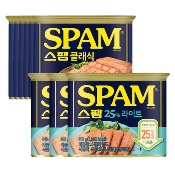 상품 01. 스팸 클래식 340gx6+스팸 25%라이트 340g x3
