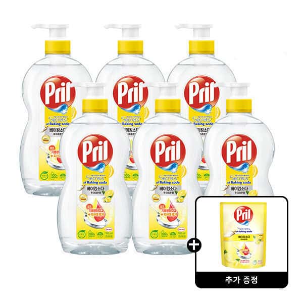 프릴 베이킹소다 퓨어레몬 700ml x6개 친환경 고농축 1종 주방세제 +증정