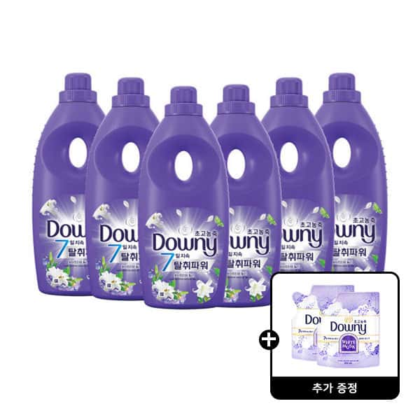 상품 01. 다우니 탈취파워 화이트티와 릴리 초고농축 섬유유연제 본품/1L 6개 +다우니 화이트 머스크 200mL 2개