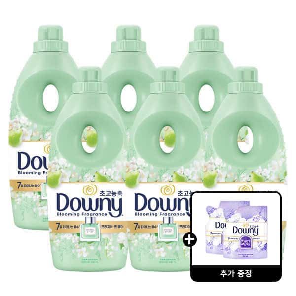 다우니 생화향기 컬렉션 프리지아 앤 페어 1L 6개 +다우니 화이트 머스크 200mL 2개