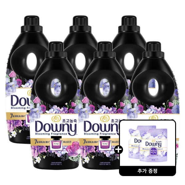 상품 01. (HOT특가딜)다우니7일간 피어나는 향수컬렉션미스티크초고농축섬유유연제본품/1L6개 +화이트머스크200mL2개