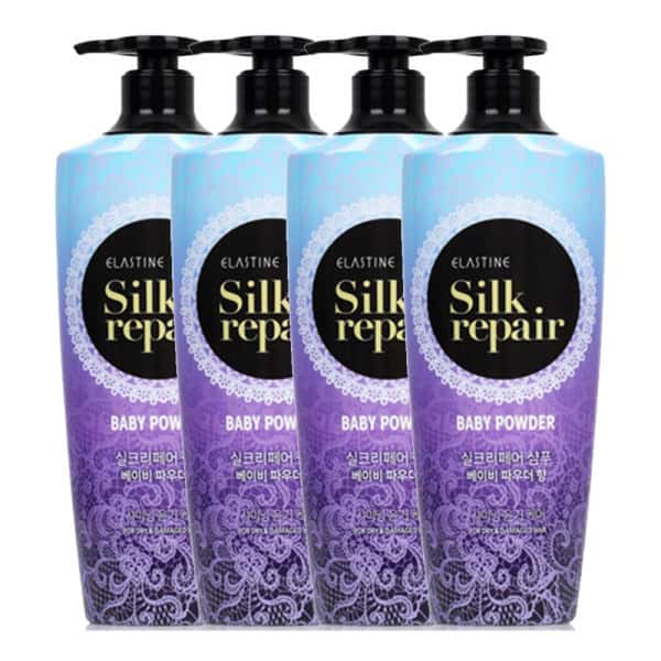 상품 01. (손상케어)엘라스틴 실크리페어 베이비파우더 샴푸 550ml 4개