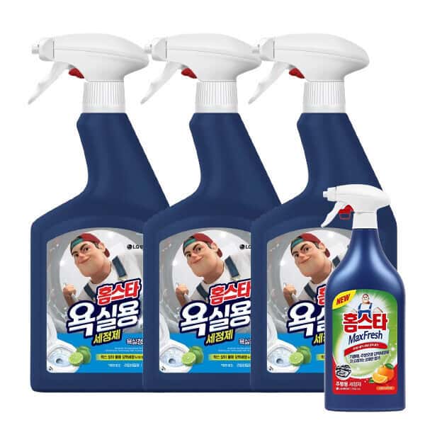홈스타 맥스프레쉬 욕실용세정제 900ml 3개 + 홈스타 주방용 세정제 900ml 1개 증정