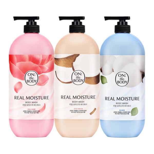 상품 01. 온더바디 리얼모이스처 바디워시 900g 3개(피오니/웜코튼/아몬드)