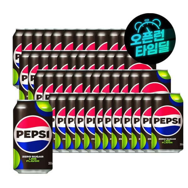 (타임딜)펩시콜라 제로슈거 라임 355ml 48캔 (2박스)