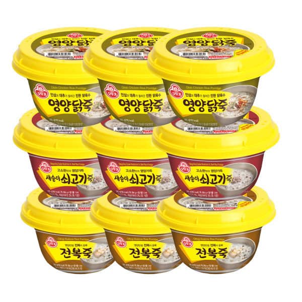 (12%결제할인)영양닭죽 285G 3개 + 새송이쇠고기죽 285G 3개 + 전복죽 285G 3개