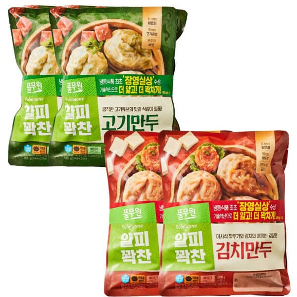 풀무원 얄피꽉찬 만두 400G X 8팩 (고기4 + 김치4)