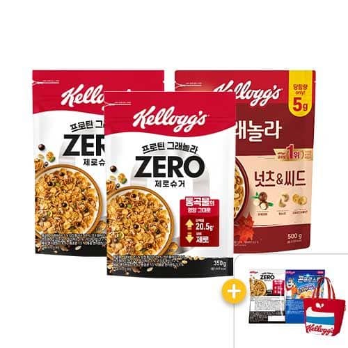 2종 증정 + 프로틴 그래놀라 제로슈거 350g 2개 + 넛츠앤씨드 그래놀라 500g 1개